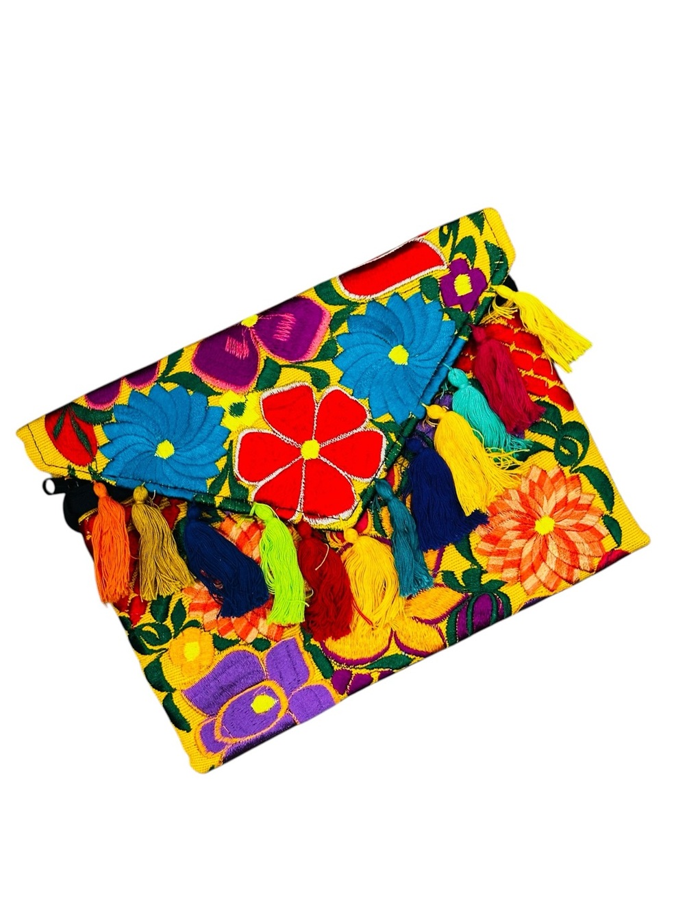 Mexican Embroidered Floral Clutch Bag